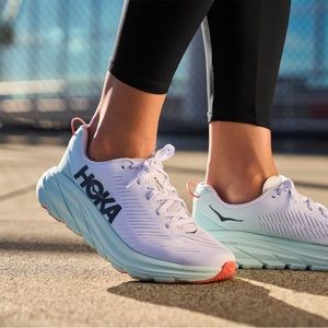 Hoka White and Coral Sneakers